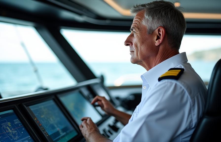 Capitaine de superyacht qualifié consultant les instruments de navigation